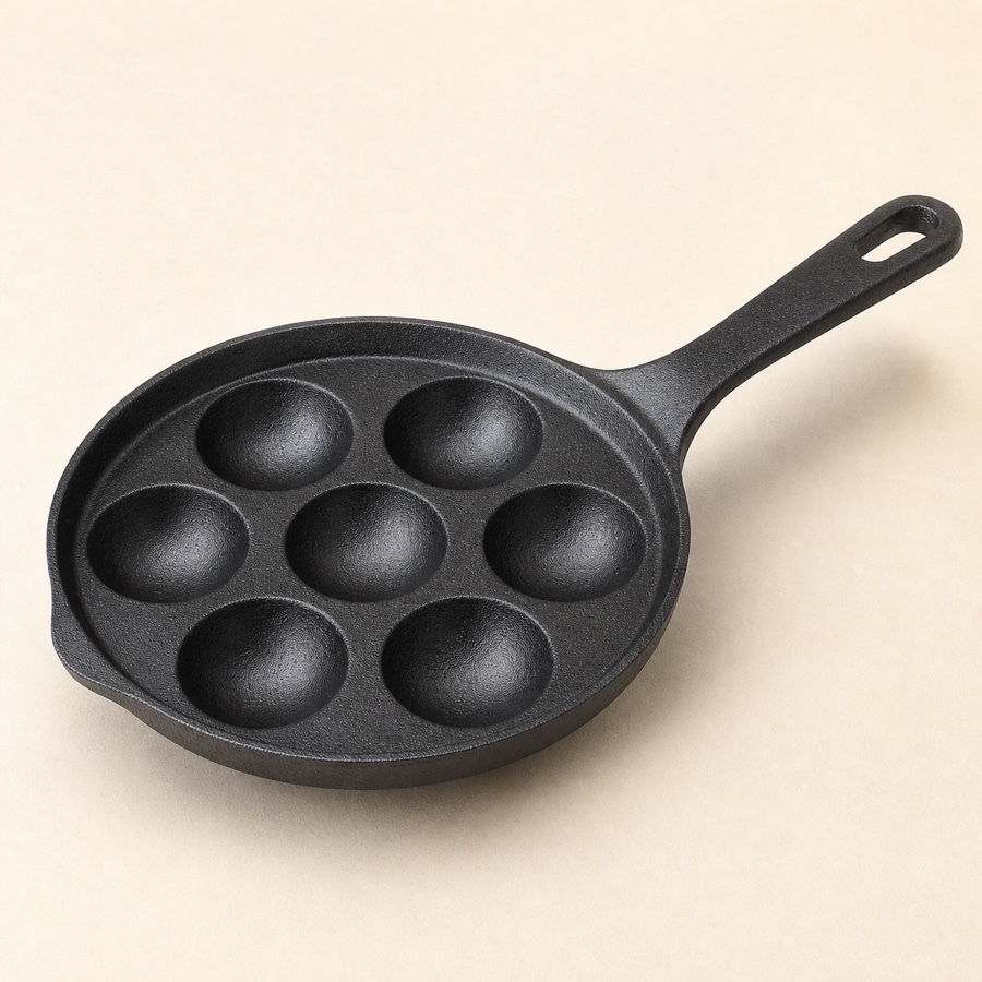 Kyyte Pre-Seasoned Cast Iron Appe Pan with Long Handle 7 CAVITY