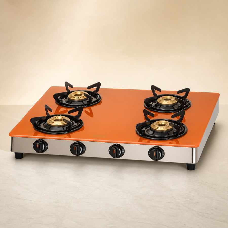 Orange Double Drip Tray Elegant 401 Jumbo 4 Burner LPG Gas Stove [OLPG276]