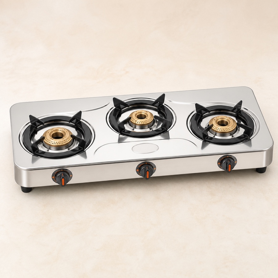 Orange Double Drip Tray Elegant 301 Jumbo 3 Burner LPG Gas Stove [OLPG373]