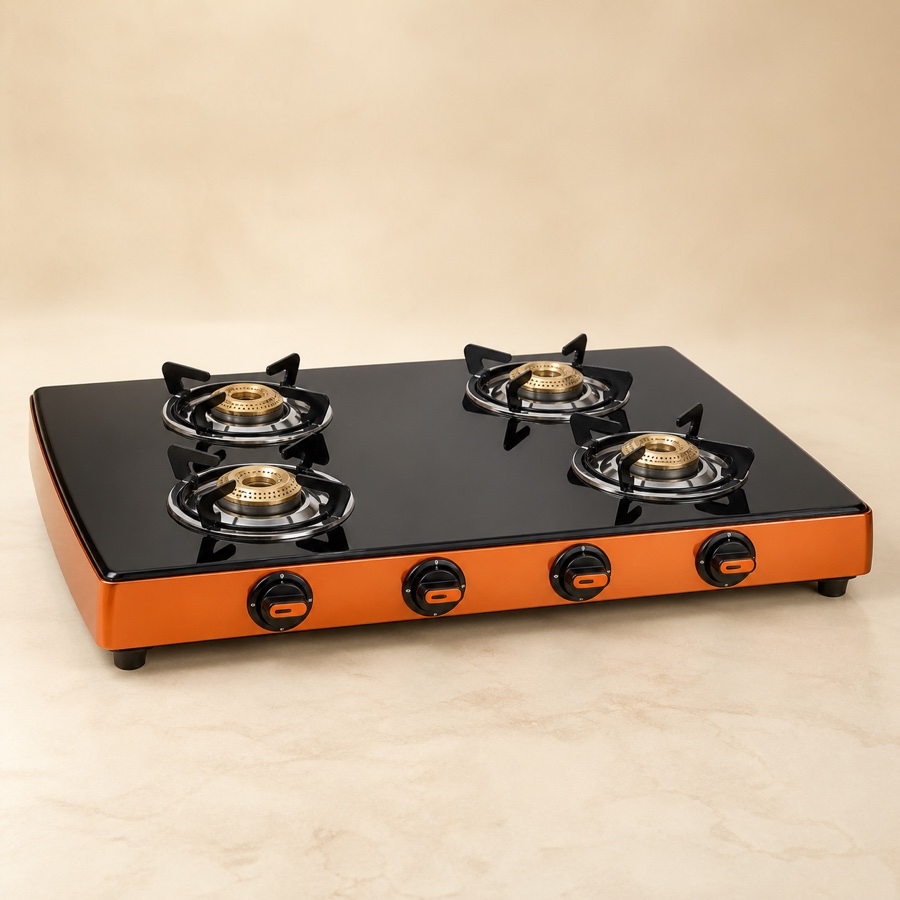 Orange Double Drip Tray Elegant 401 Jumbo 4 Burner LPG Gas Stove [OLPG374]