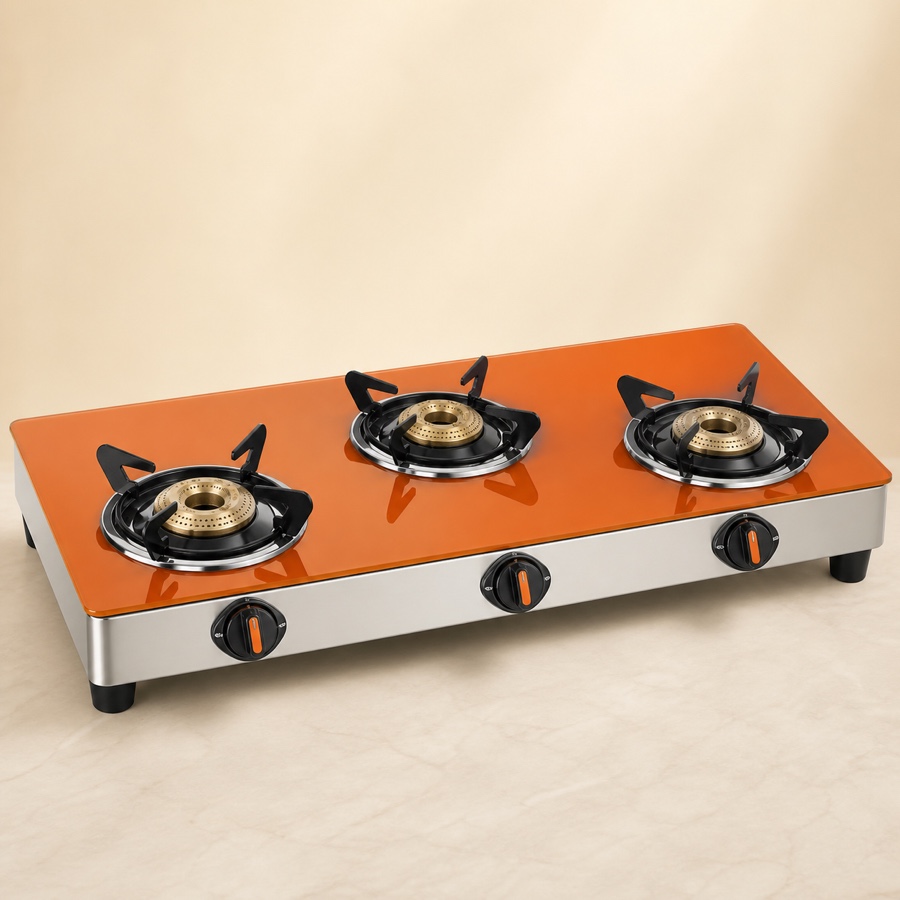 Orange Matiz 301 Jumbo (Mirror Finish) 3 Burner LPG Gas Stove