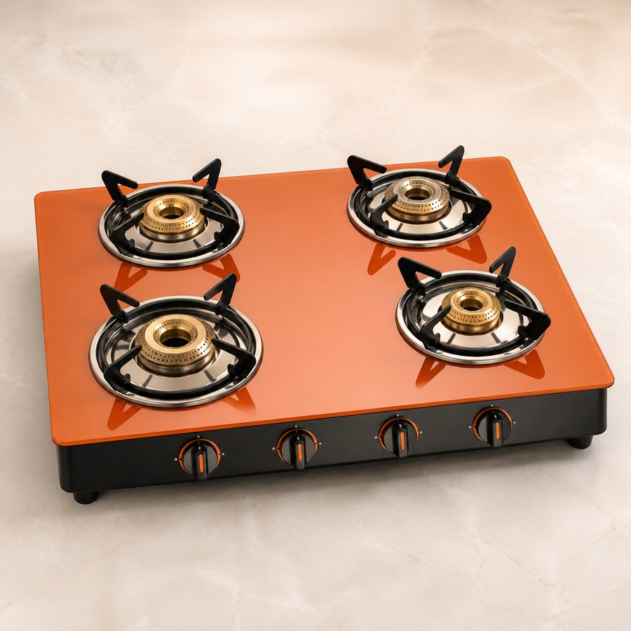 Orange Matiz 401 Jumbo (Mirror Finish) 4 Burner LPG Gas Stove