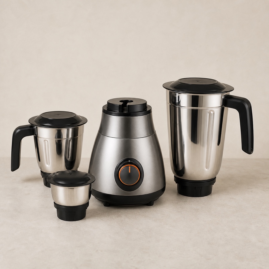 Orange Globe-3 1250W Mixer Grinder - 3 Jar (Metallic)
