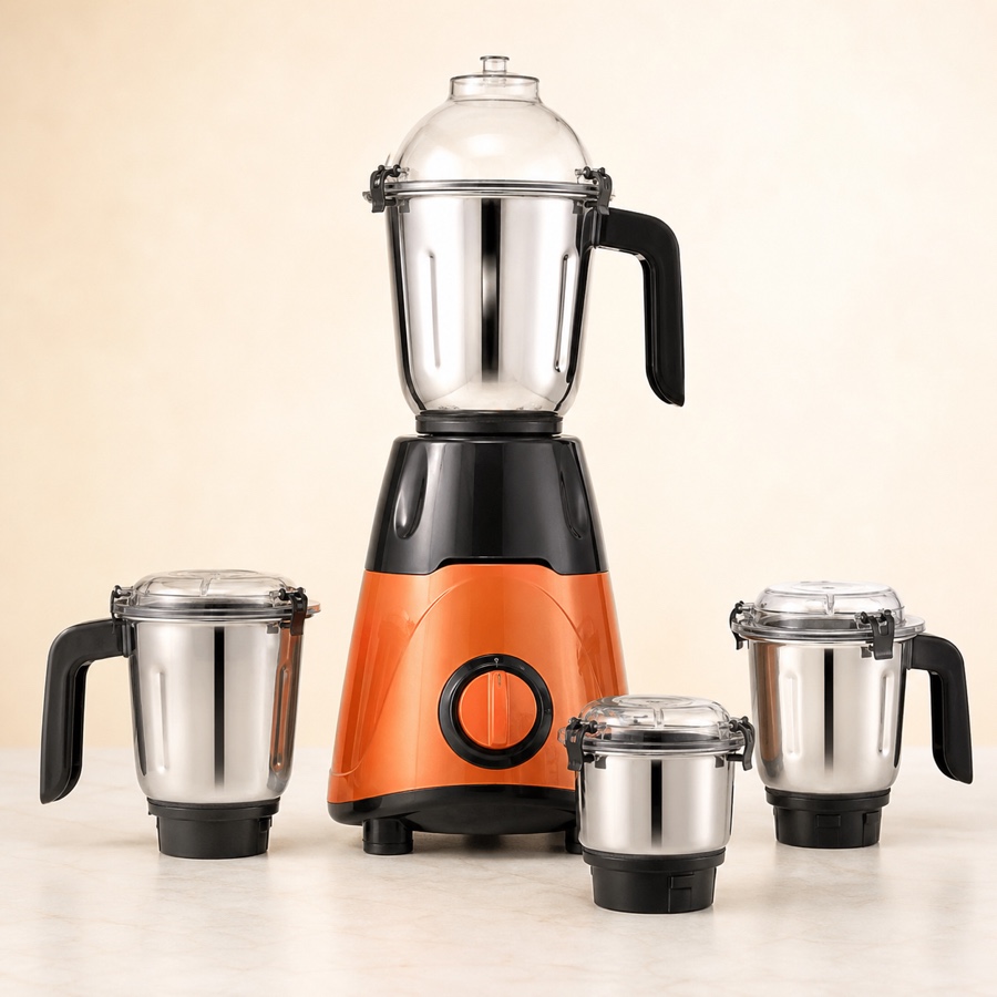 Orange Globe-4 1250W Mixer Grinder - 4 Jar (Metallic)