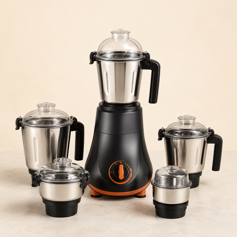 Orange Cosmo Chrome 750W 5 Jar Mixer Grinder - 5 Jar