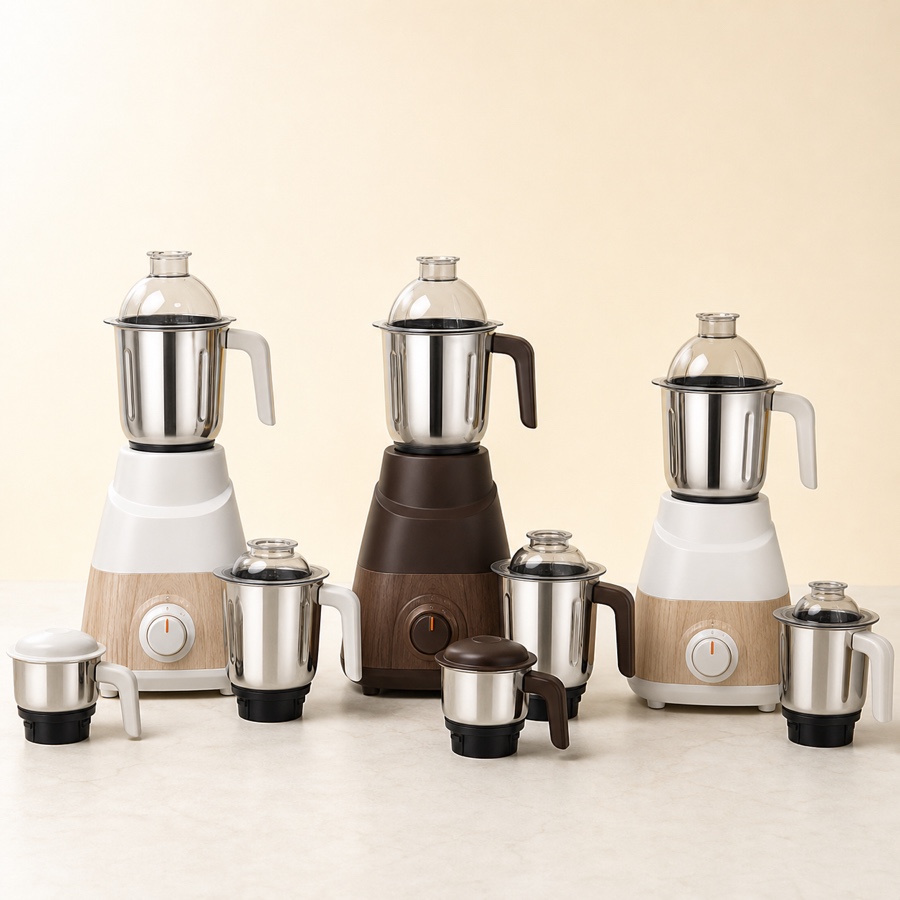 Orange Cera 1000W Matt-Wood Finish Mixer Grinder - 3 Jar (Matt-Brown)