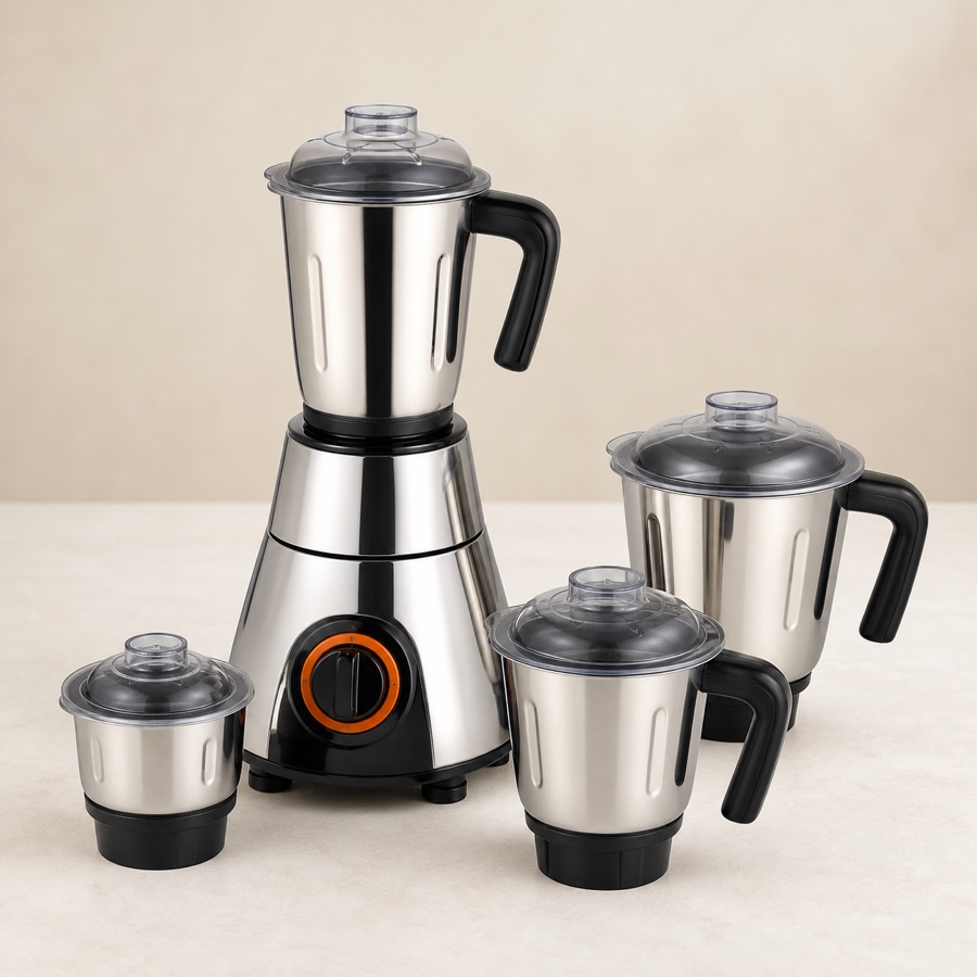 Orange Dynamix Pro Metachrome 1250W Mixer Grinder - 4 Jar (Chrome)