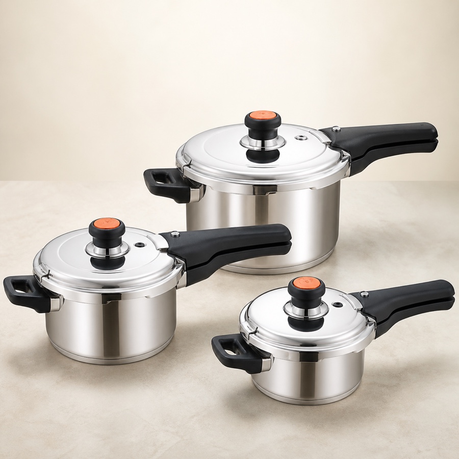 Orange Inox Series Trionic 3 PCS Pressure Cooker Gift Set (5 + 3 + 1.5 Ltr)