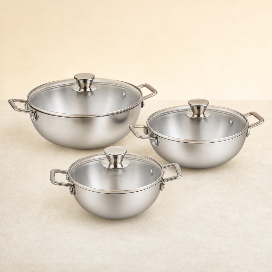 Orange Deep Kadai (With Glass Lid) 280 mm (4 Ltr)