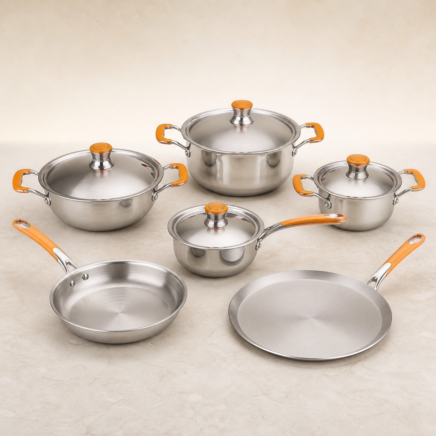 Orange Top Set (6 PCS) (With S.S. Lid)