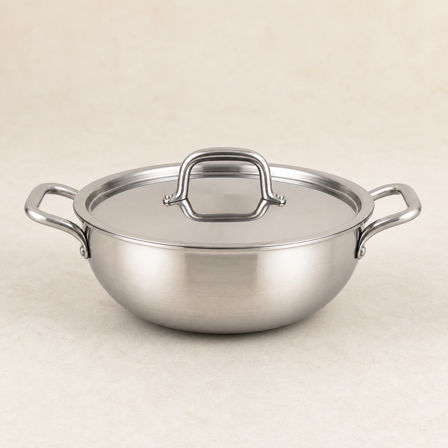 Orange Mathar Deep Kadai with S.S. Lid 180 mm (1.5 Ltr)