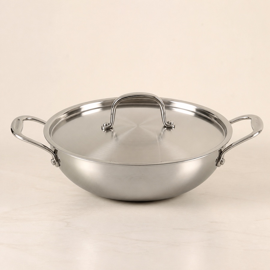 Orange Mathar Deep Kadai with S.S. Lid 200 mm (2 Ltr)