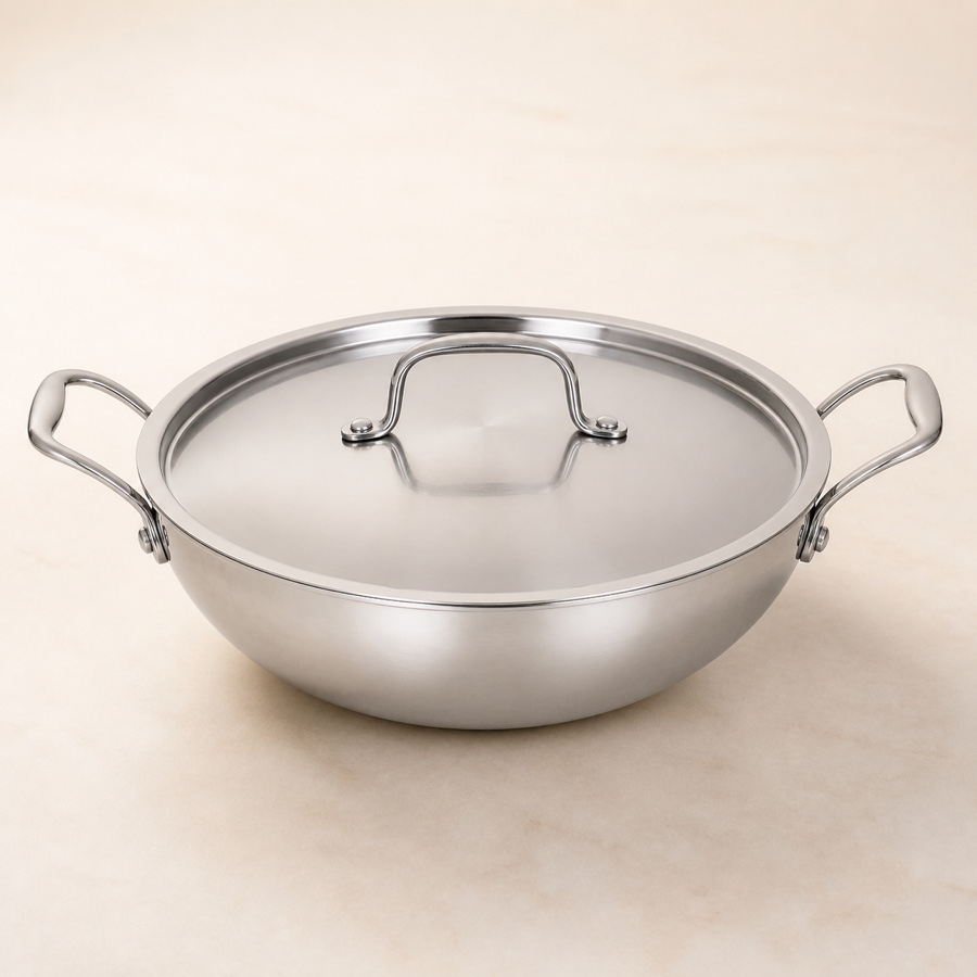 Orange Mathar Deep Kadai with S.S. Lid 220 mm (2.5 Ltr)