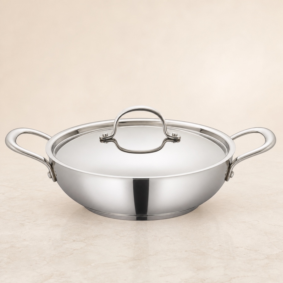 Orange Mathar Deep Kadai with S.S. Lid 240 mm (3 Ltr)