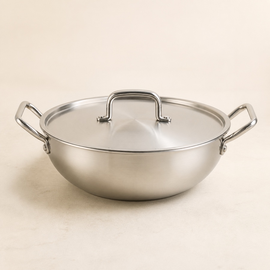 Orange Mathar Deep Kadai with S.S. Lid 280 mm (4.5 Ltr)