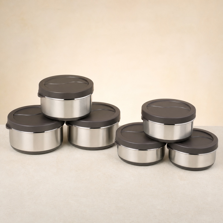 Warmeo Legend Insulated Steel Lunch Box - 4 Pc Set (600 ml x 4)