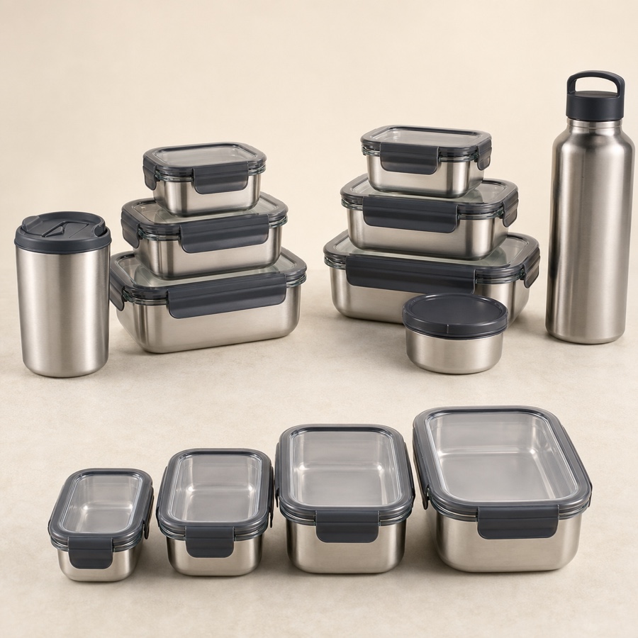 Warmeo Bite Refrigerator Safe Lunch Pack - Meal Combo (Small + Med + Big + 400 ml Steel Tumbler)